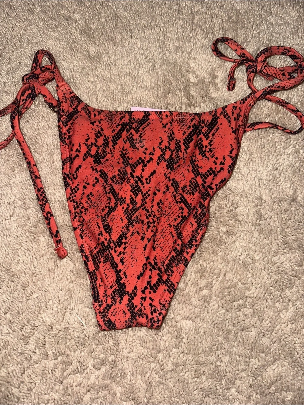 wild fable Orange/Red and Black Snake-Print Bikini Top